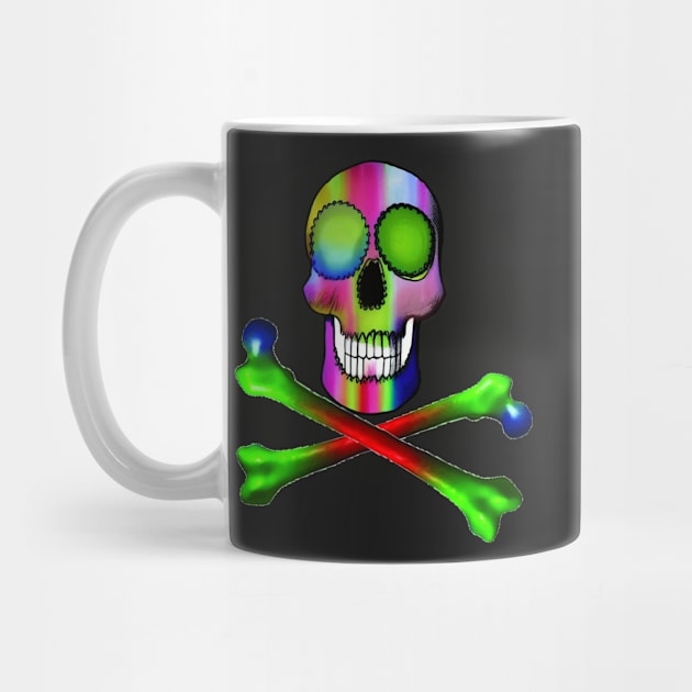RAINBOW COLORED SKULL AND CROSSBONES, PIRATE by sailorsam1805